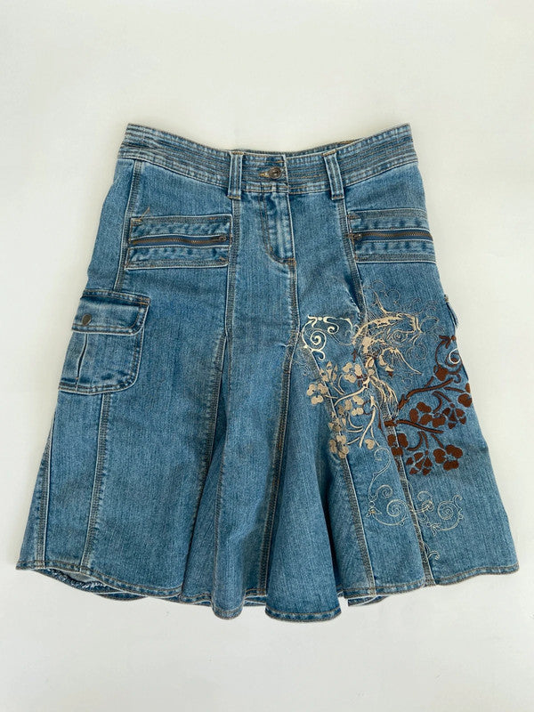 00s Flared Denim Skirt - Size 6/8