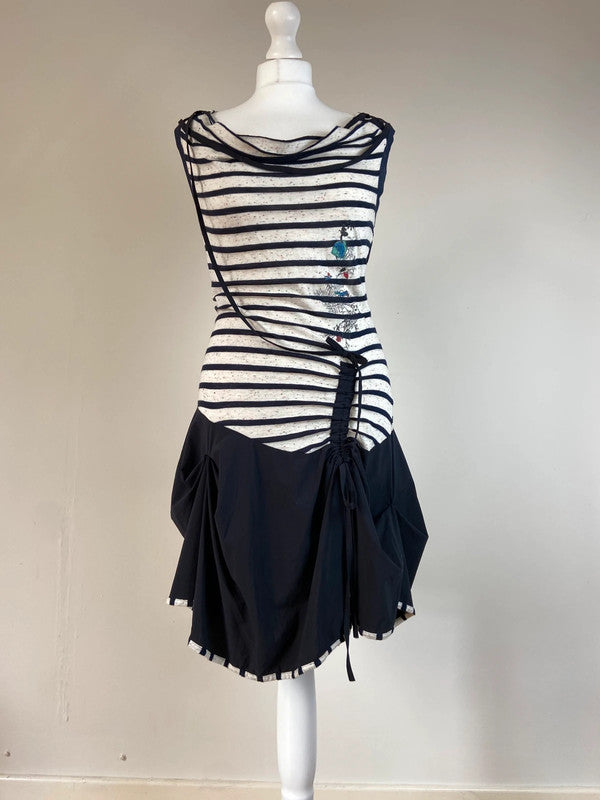 Parisian Striped Dress With Slouch Neck - Size M