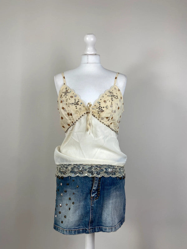 00s Polka Dot Sequin Cami Top - Size L
