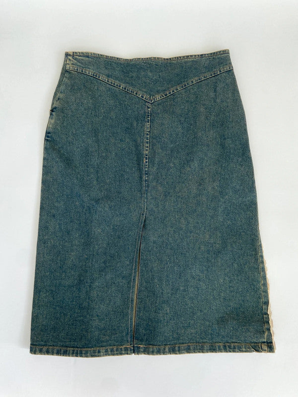 00s Lace Embellished Denim Skirt - Size XS