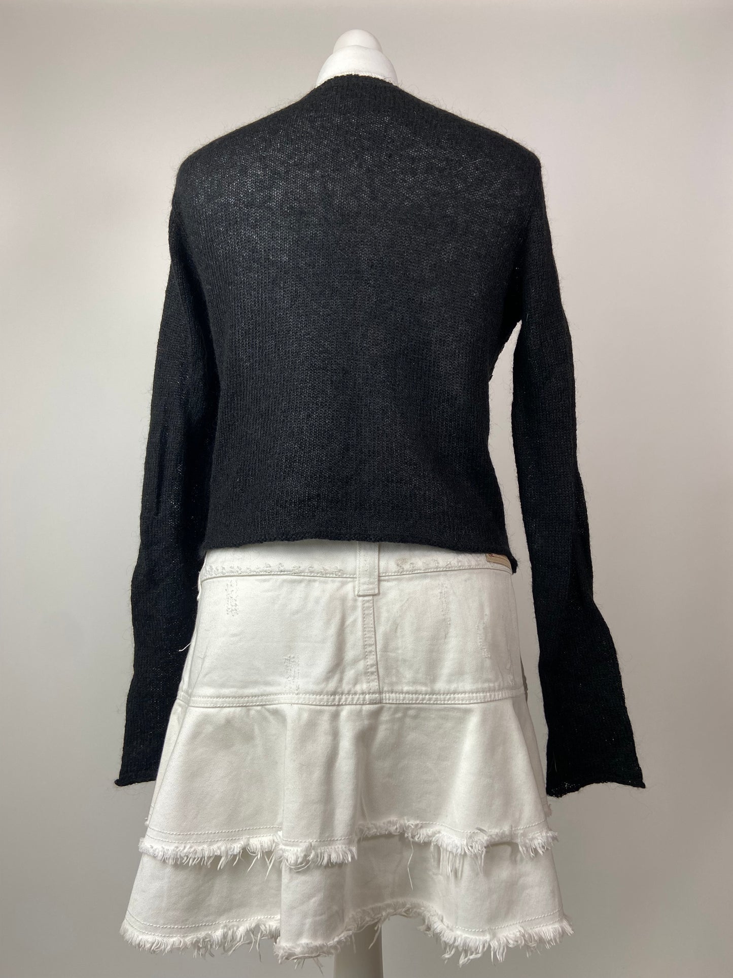 00s Knitted Lace Cardigan With Flowers Detail - Size M/L