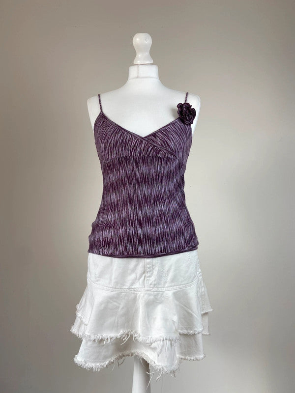 00s Knit Cami Top With Crochet Flower - Size M