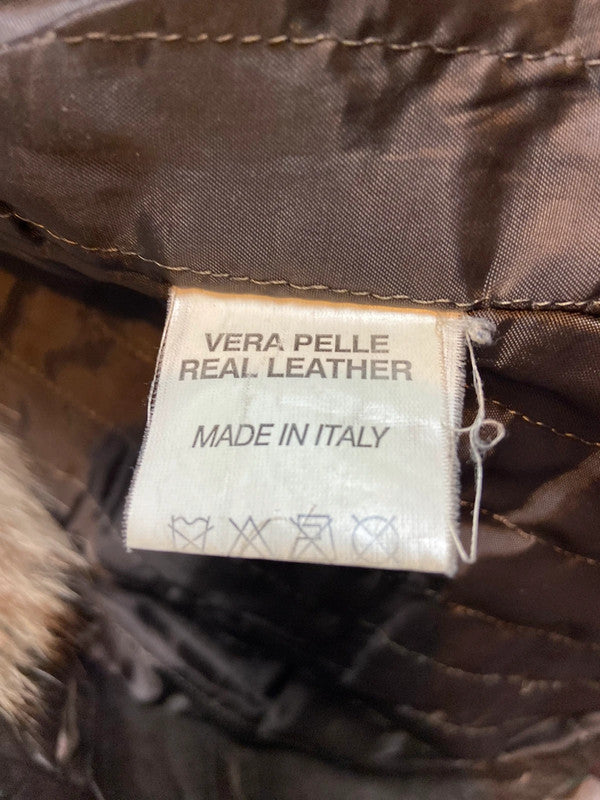 Vintage 00s Fur Trim Leather Jacket - Size S