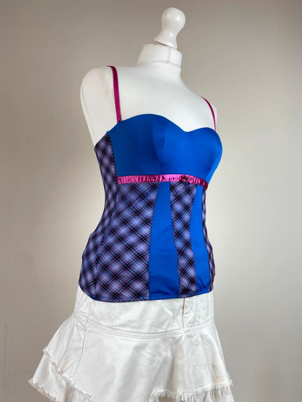 00s Checkered Corset Top - Size XS/S