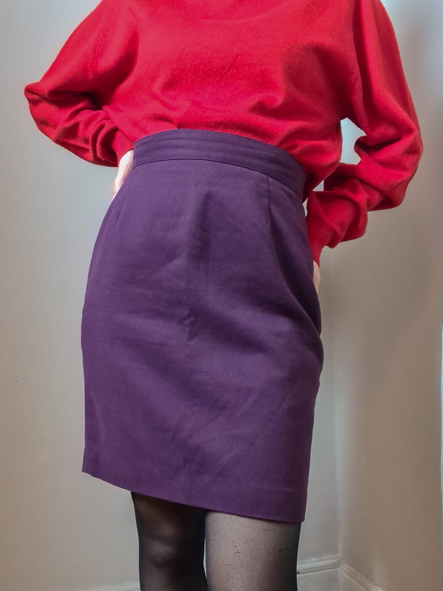 Vintage 80s Wool Pencil Skirt - Funky Cat