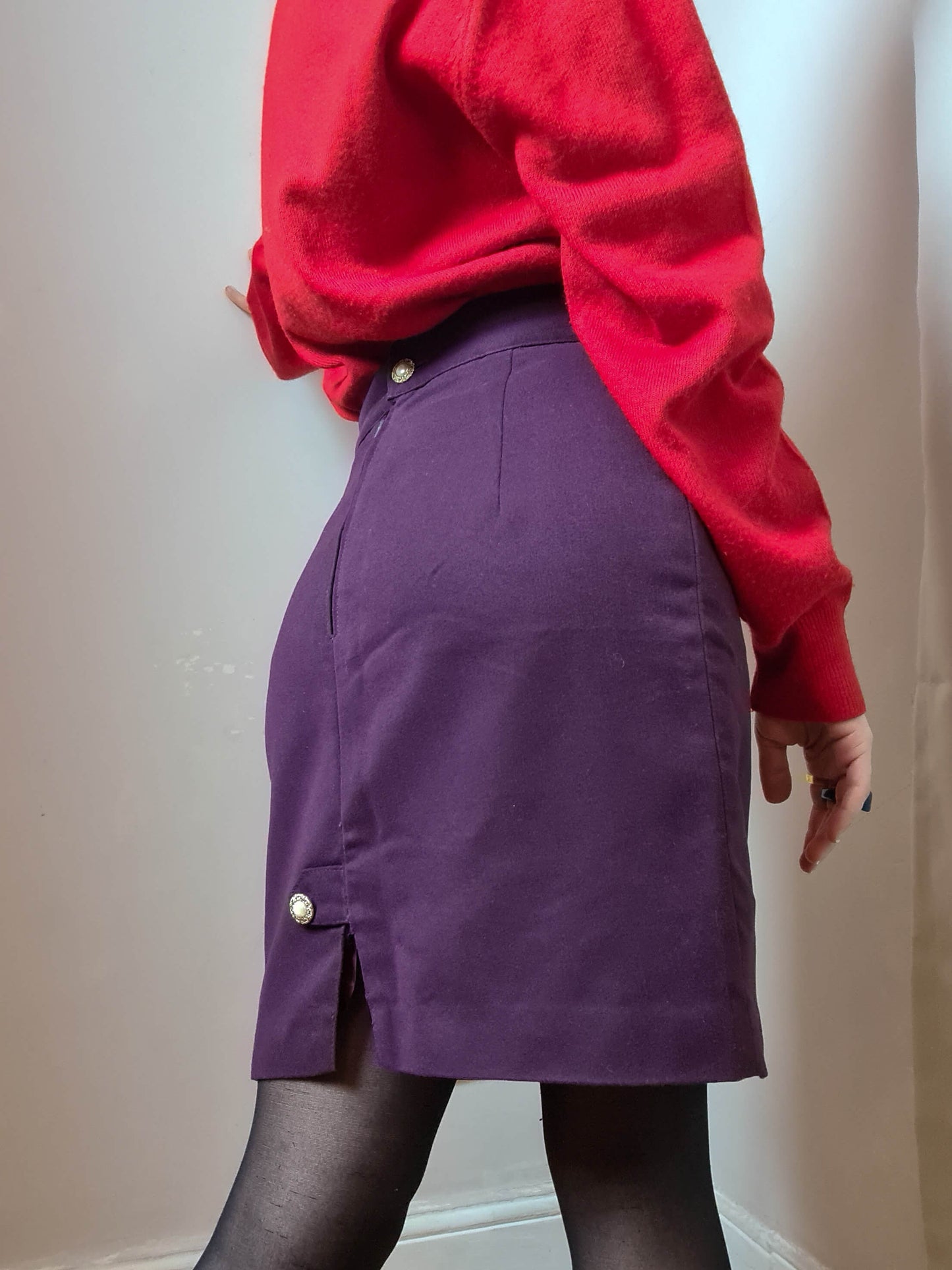 Vintage 80s Wool Pencil Skirt - Funky Cat