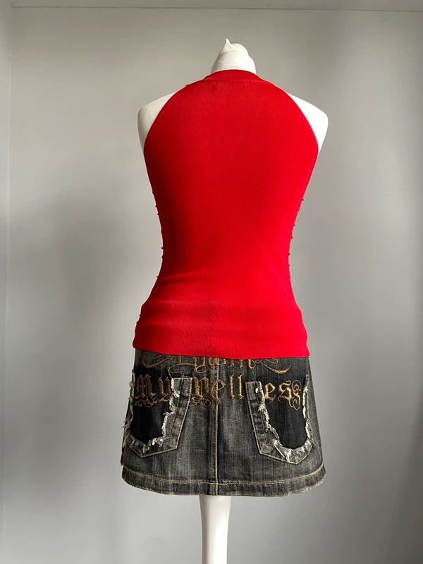 Vintage 00s Sequin Top - Size S/M - Funky Cat