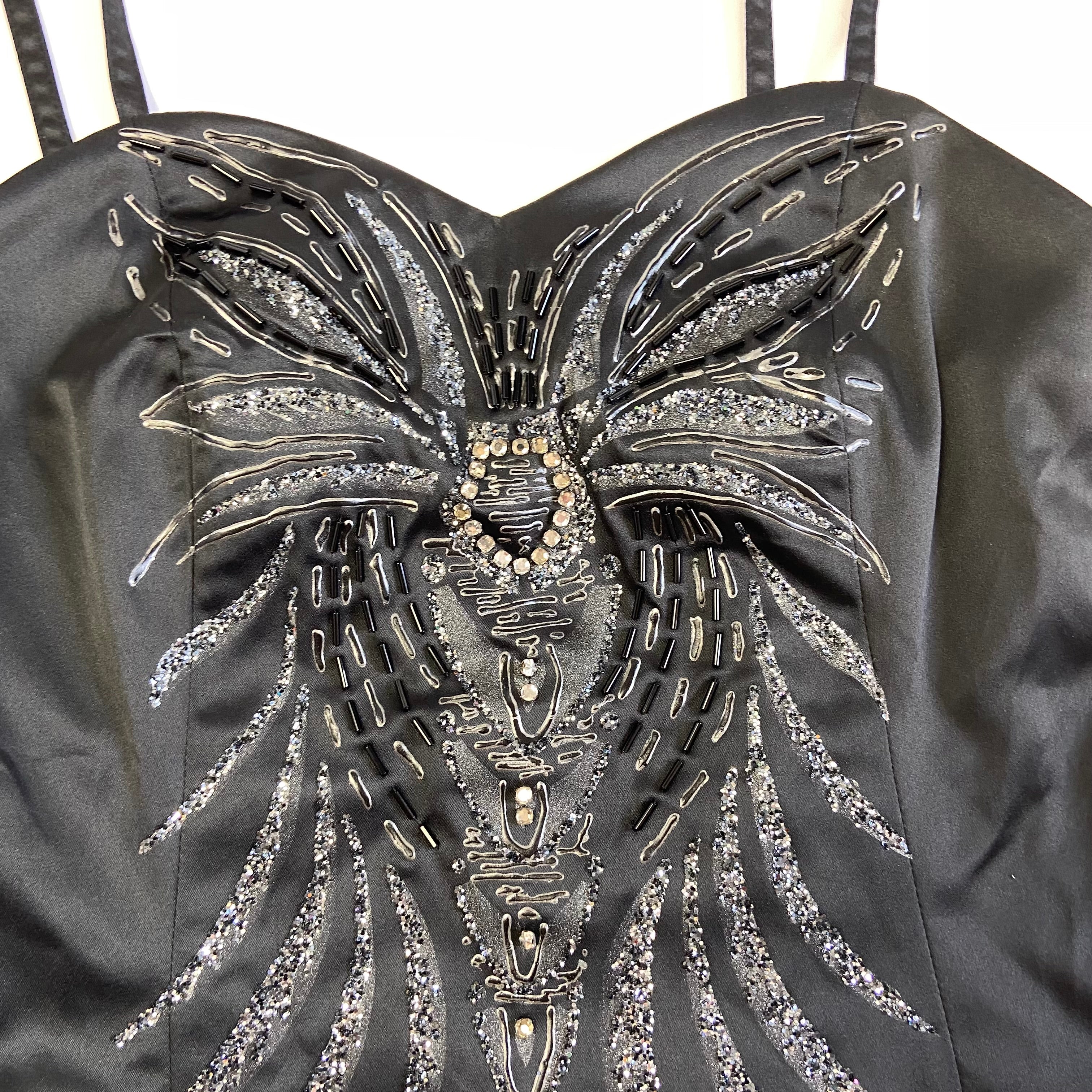 00s Sparkly Embellished Corset Style Cami - Size S - Funky Cat