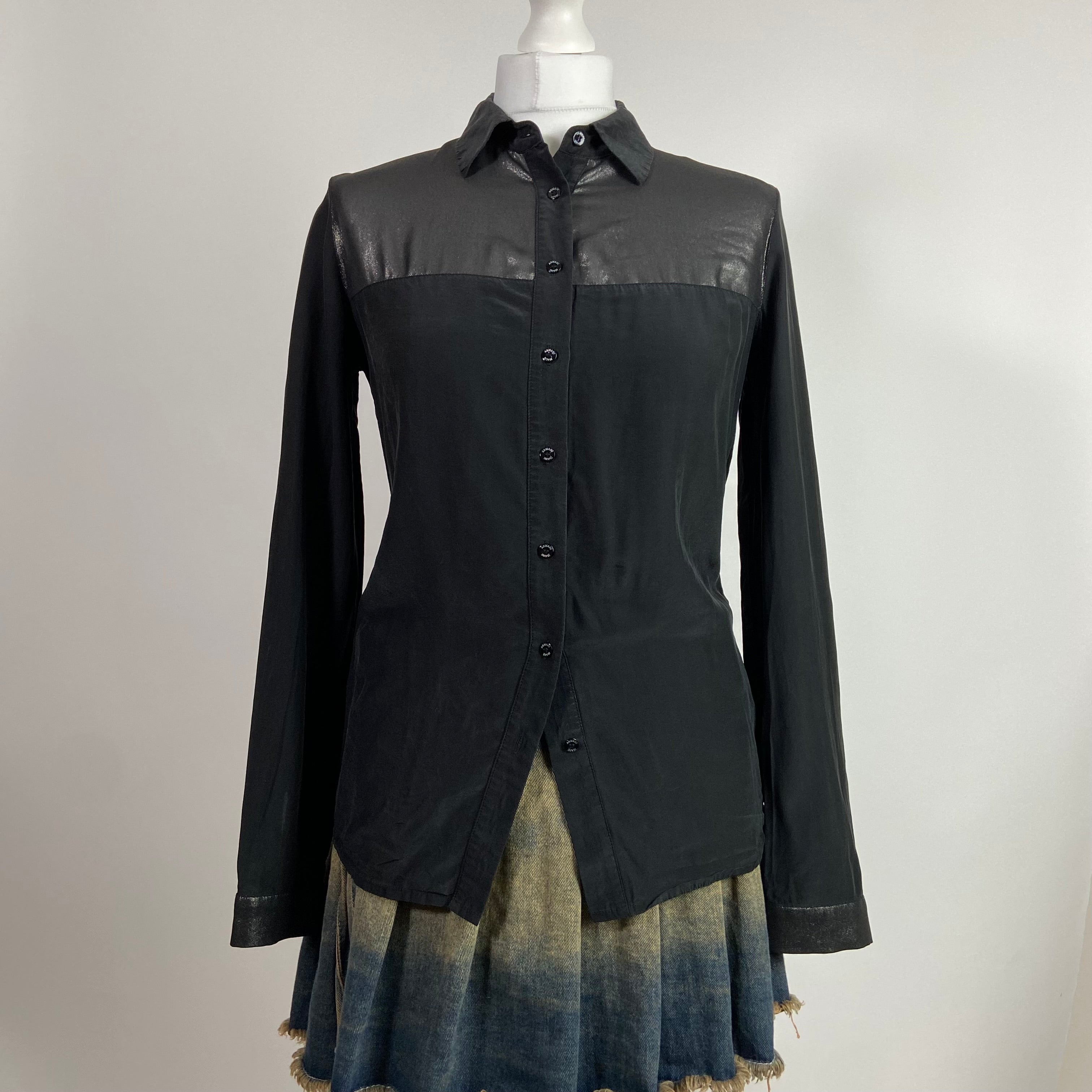 00s Shimmery Button Up Shirt - Size S - Funky Cat