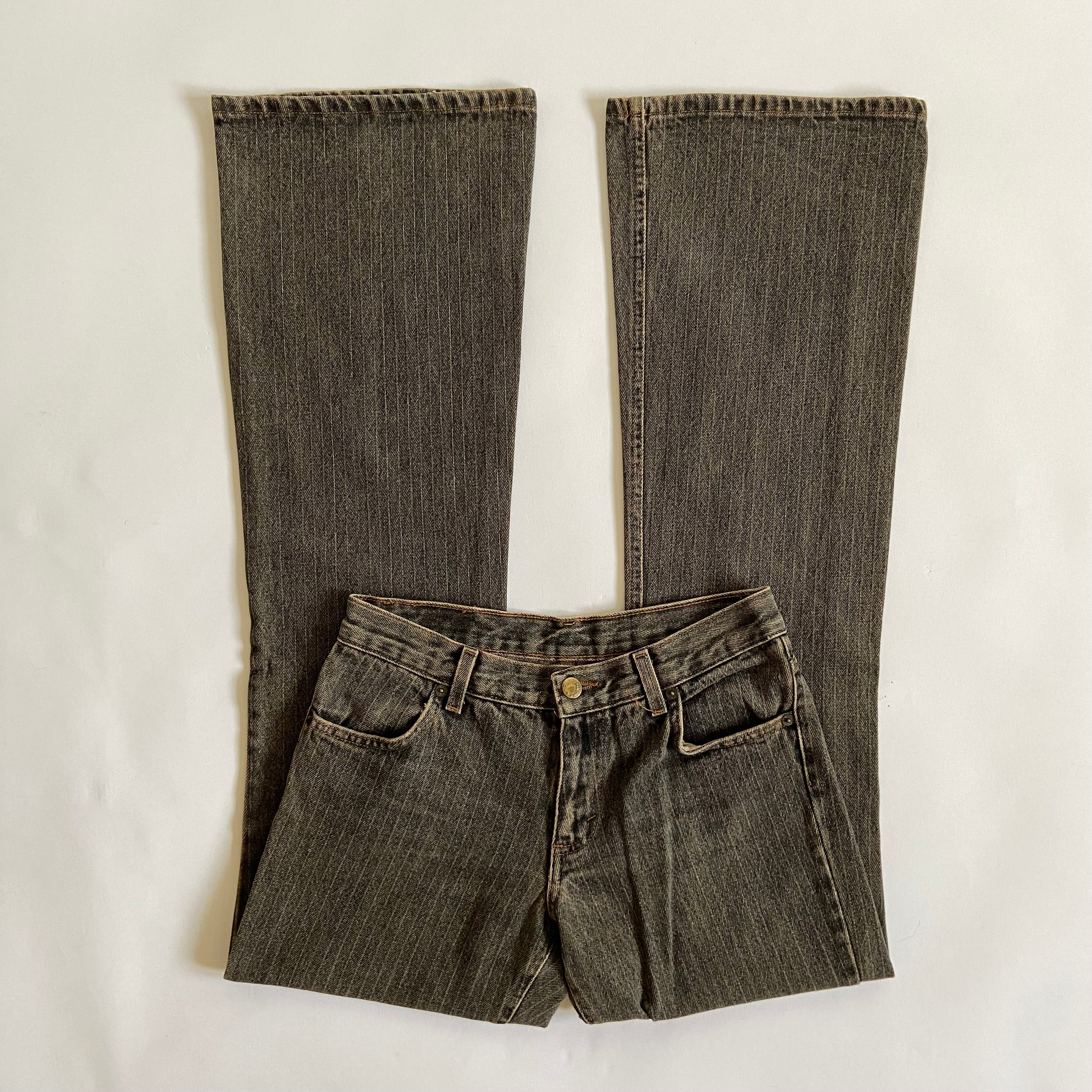 00s Pinstriped Bootcut Jeans - Size 6 - Funky Cat