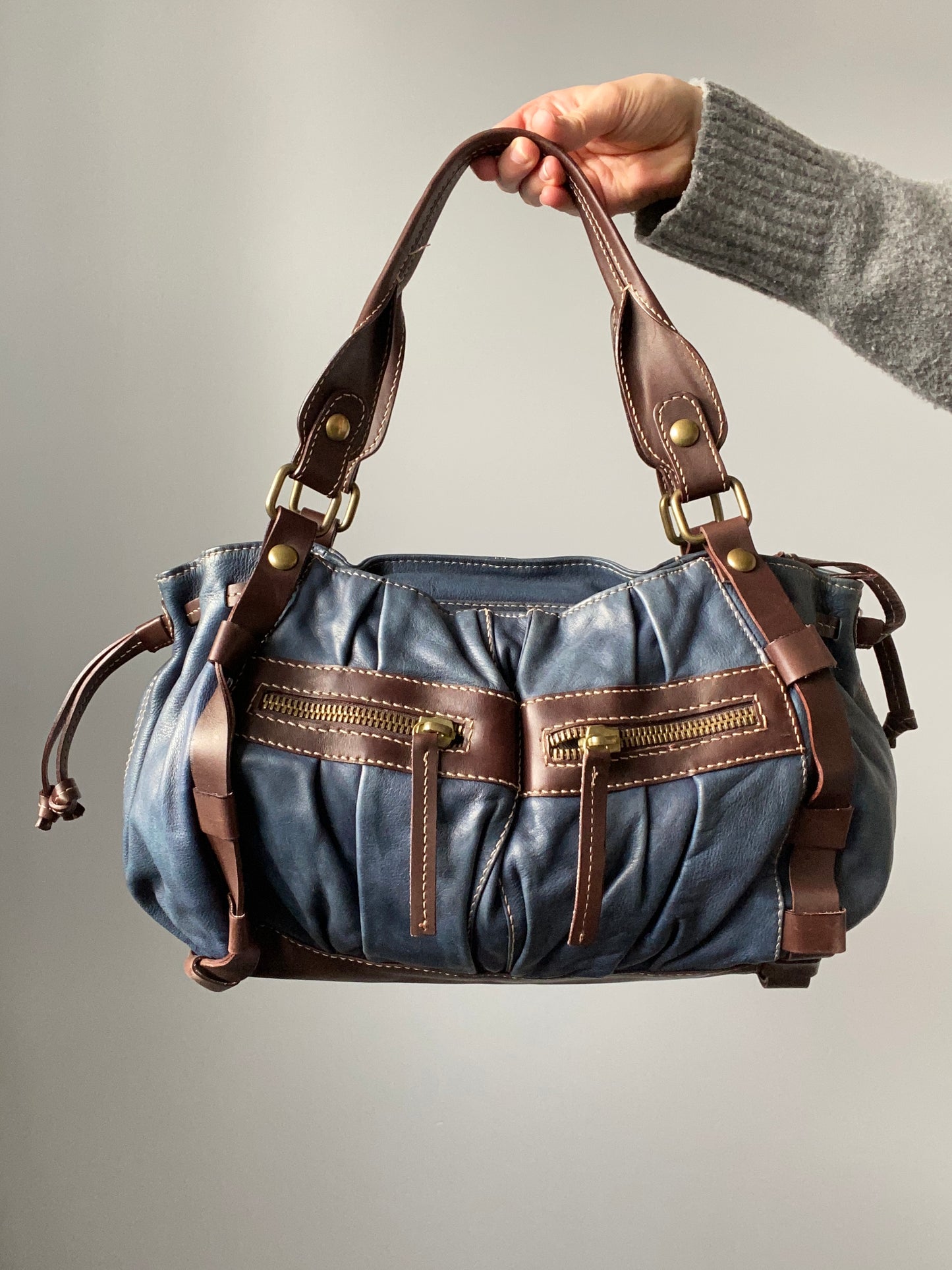 Vintage 00s Leather Ruffled Bag - Funky Cat