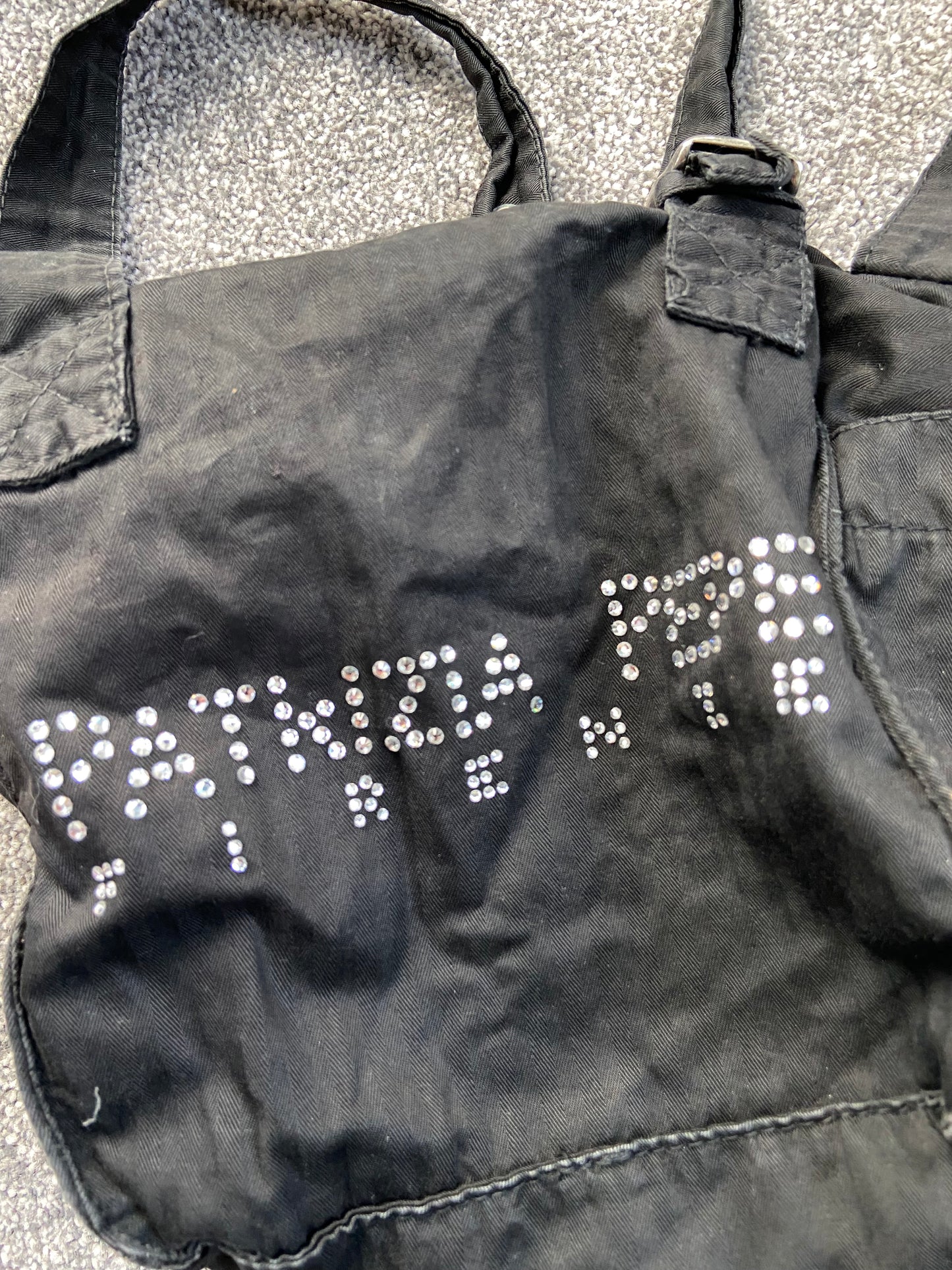 Vintage 00s Rhinestone Bucket Bag - Funky Cat