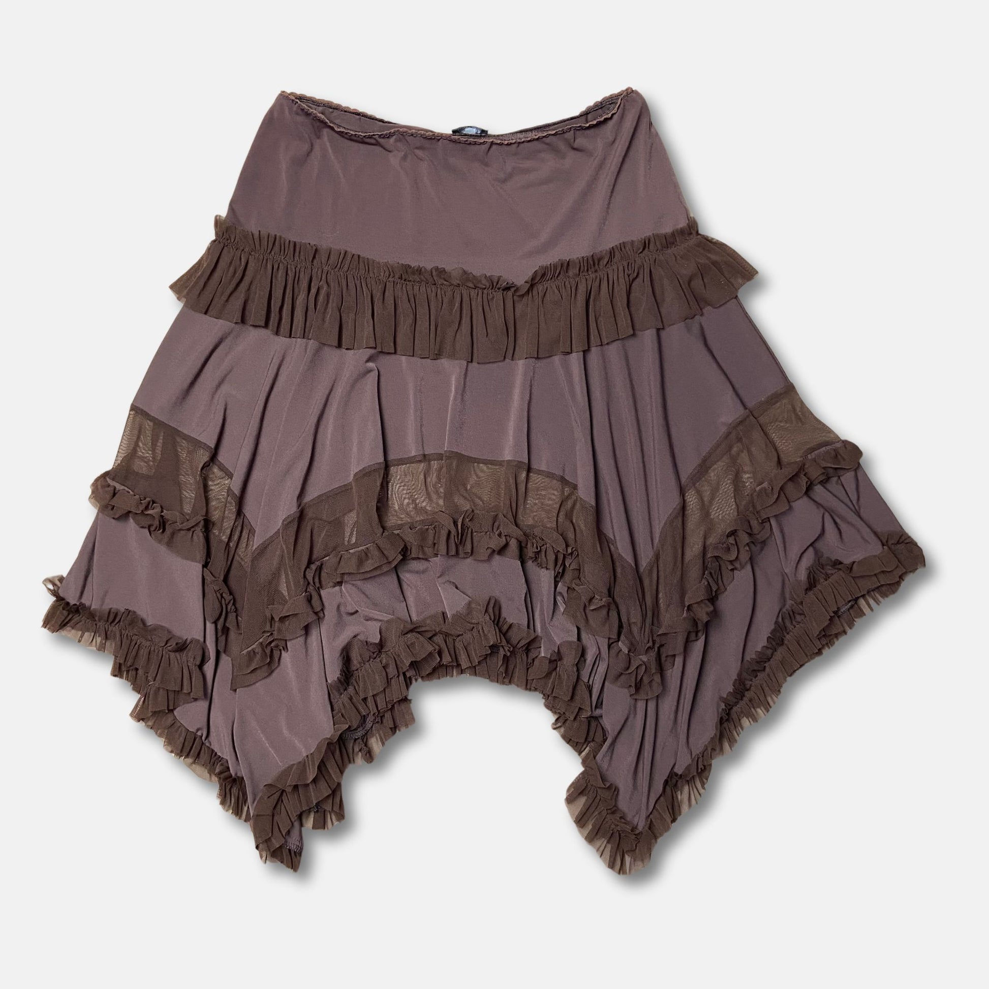 00s Asymmetrical Ruffle Skirt - Size L - Funky Cat