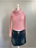 Vintage 00s Roll Neck Knit Top - Size S - Funky Cat