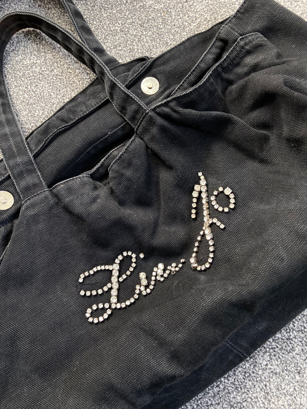 Vintage 00s Liu Jo Rhinestone Tote Bag - Funky Cat
