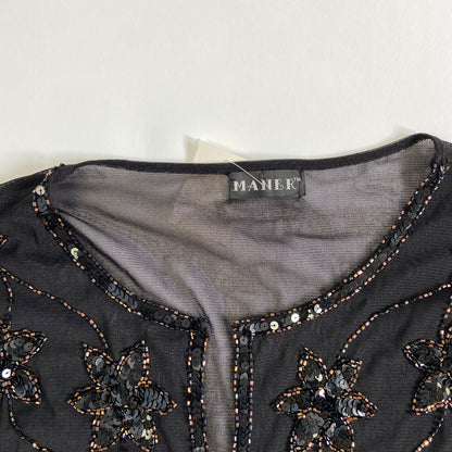 00s Sequin Embellished Mesh Top - Size M/L