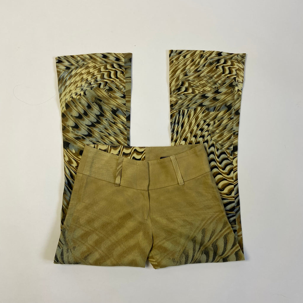 00s Abstract Print Flared Pants - Size 8 - Funky Cat