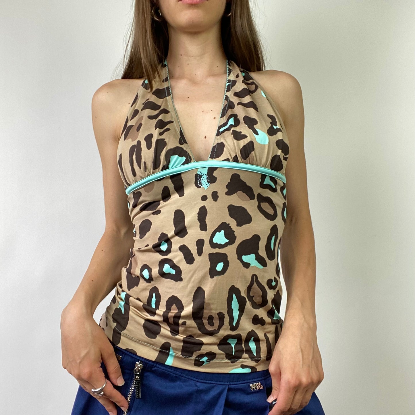 Bluemarine Leopard Print Halterneck Top - Size S