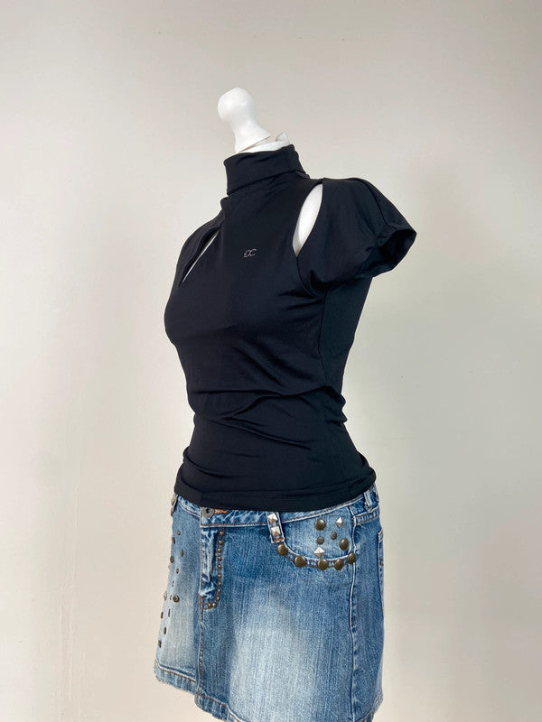 Guess Vintage High Neck Baby Tee - Size L
