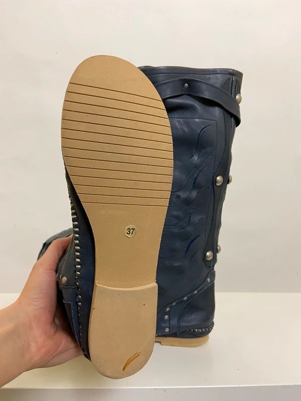 Vintage Boho Studded Buckle Boots - Size 4 - Funky Cat