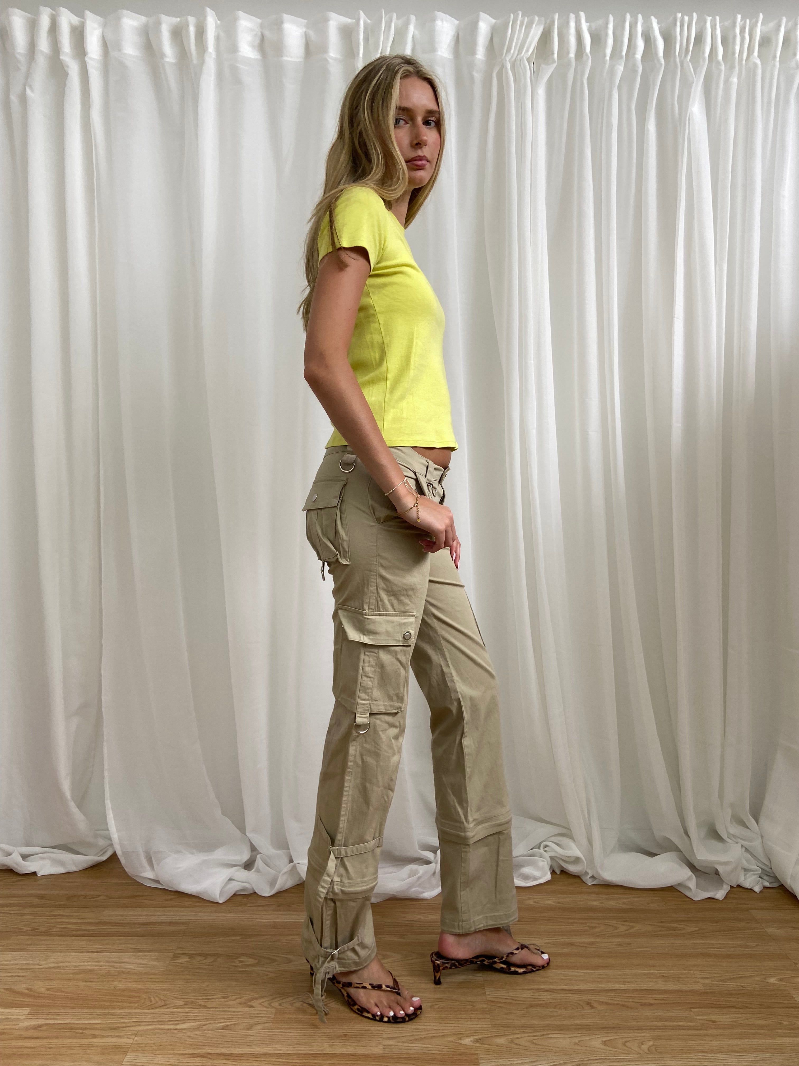 Vintage 00s Beige Gargo Trousers - Size 8/10 - Funky Cat