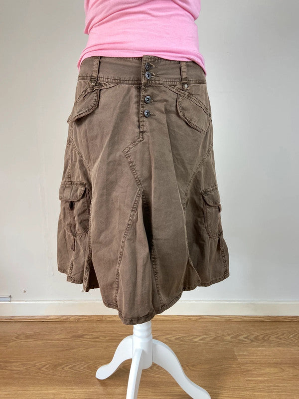 00s Brown Grunge Midi Skirt - Size S