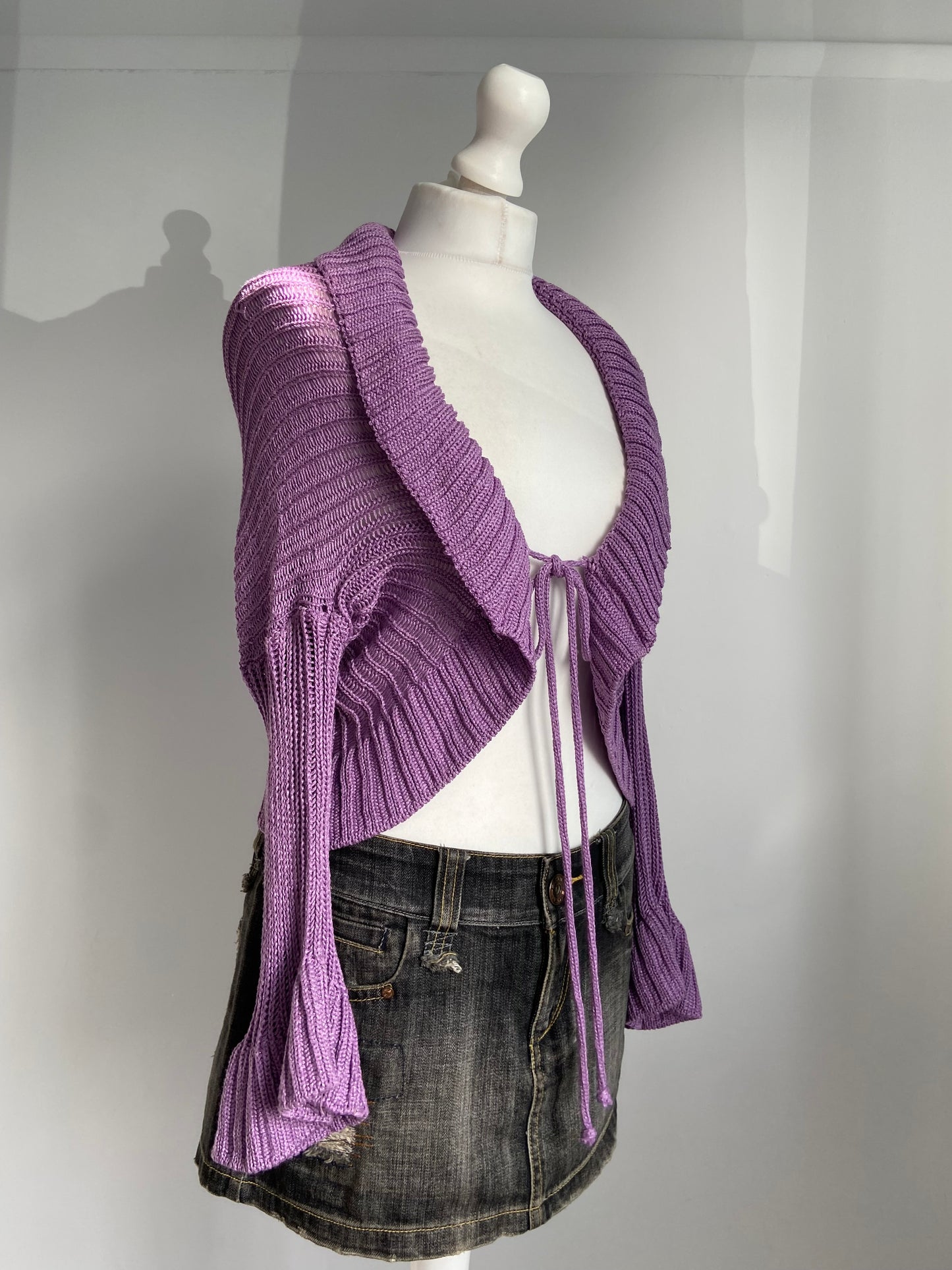 Vintage 00s Ruffled Cardigan - Size S - Funky Cat