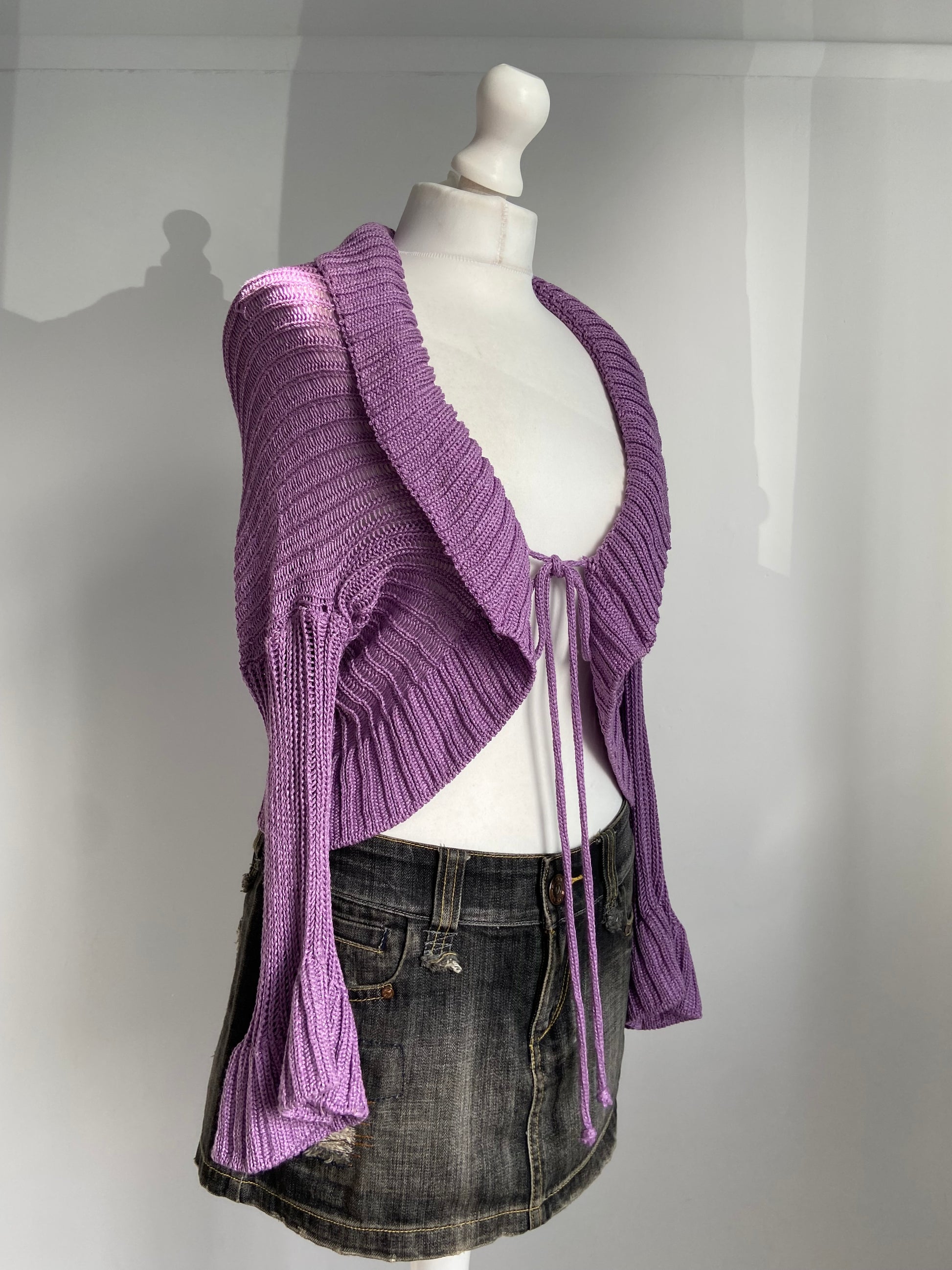 Vintage 00s Ruffled Cardigan - Size S - Funky Cat