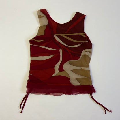 00s Ruched Graphic Vest Top - Size S