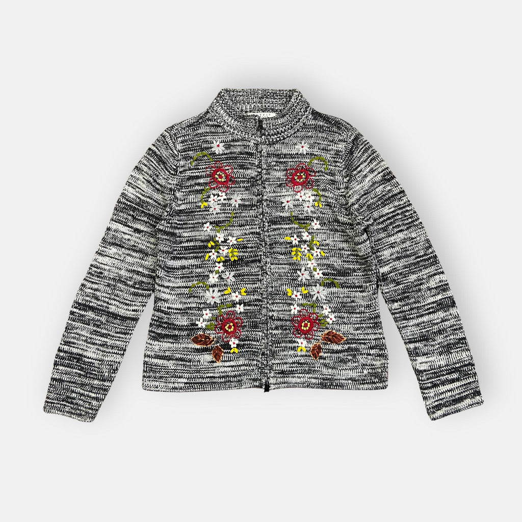 00s Embroidered Zip Jumper - Size S - Funky Cat