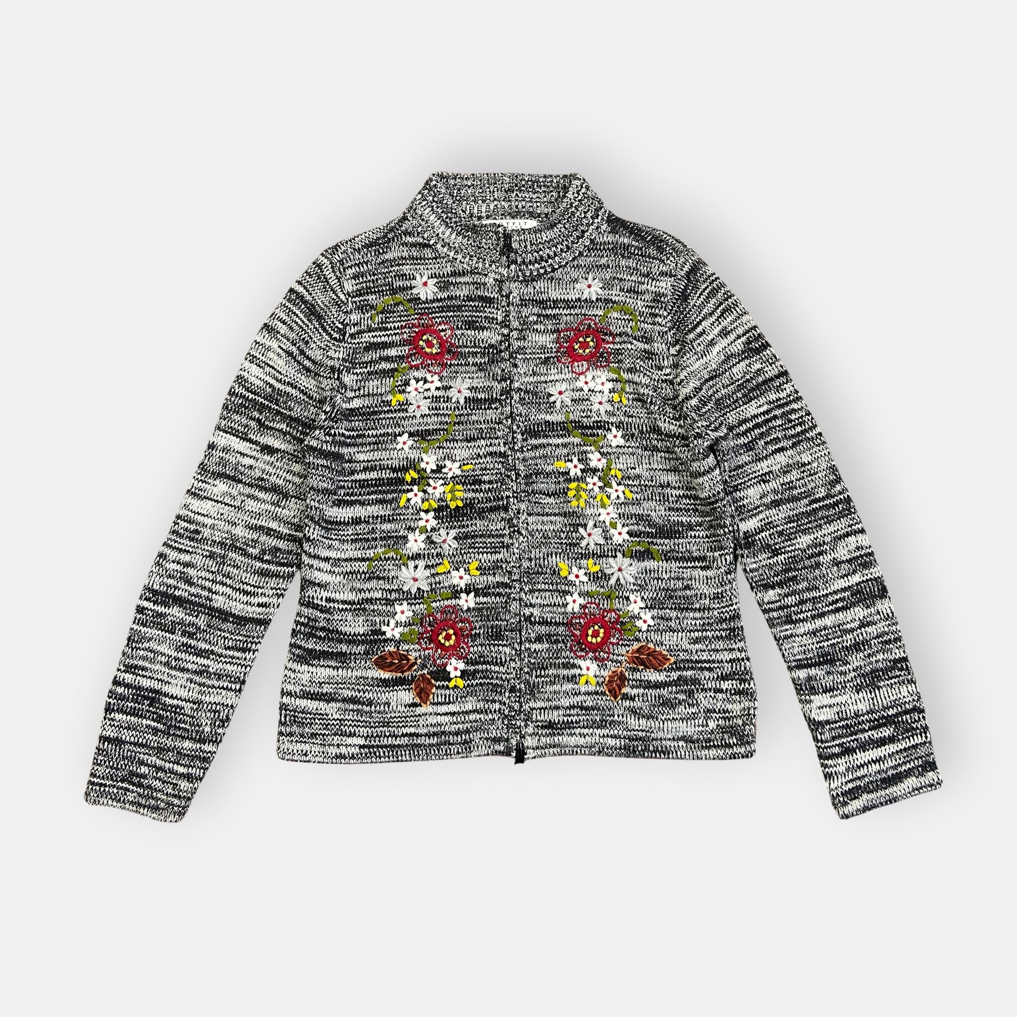 00s Embroidered Zip Jumper - Size S - Funky Cat