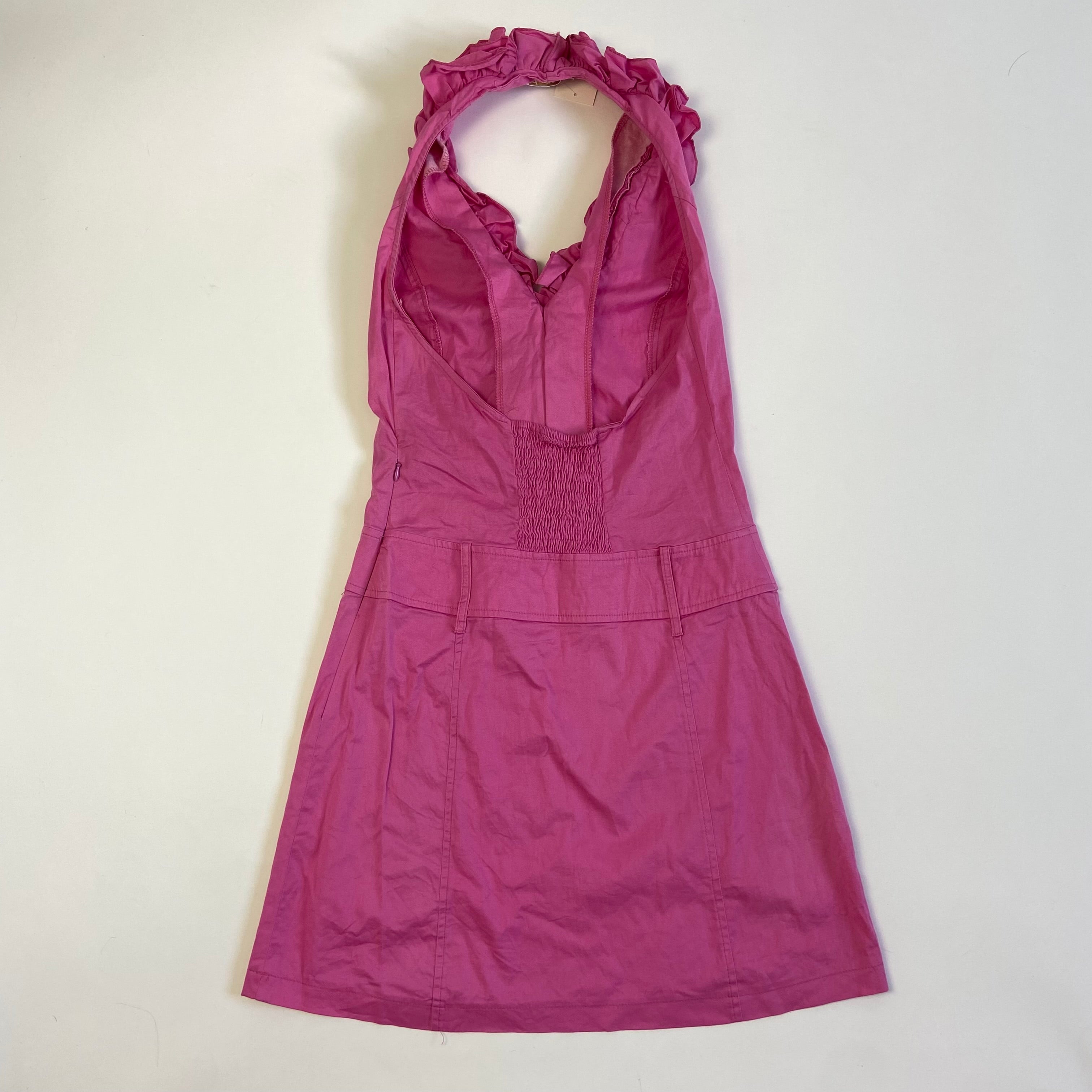 00s Pink Ruffled Halter Dress - Size S/M - Funky Cat