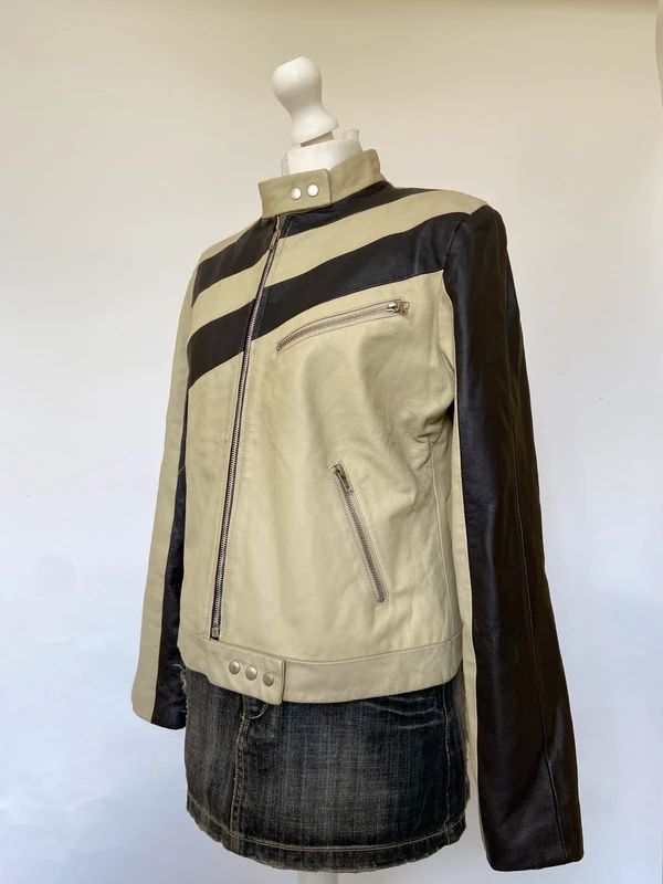 Vintage Leather Racer Jacket - Size L - Funky Cat