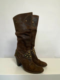 Vintage Boho Studded Cowboy Boots - Size UK 5