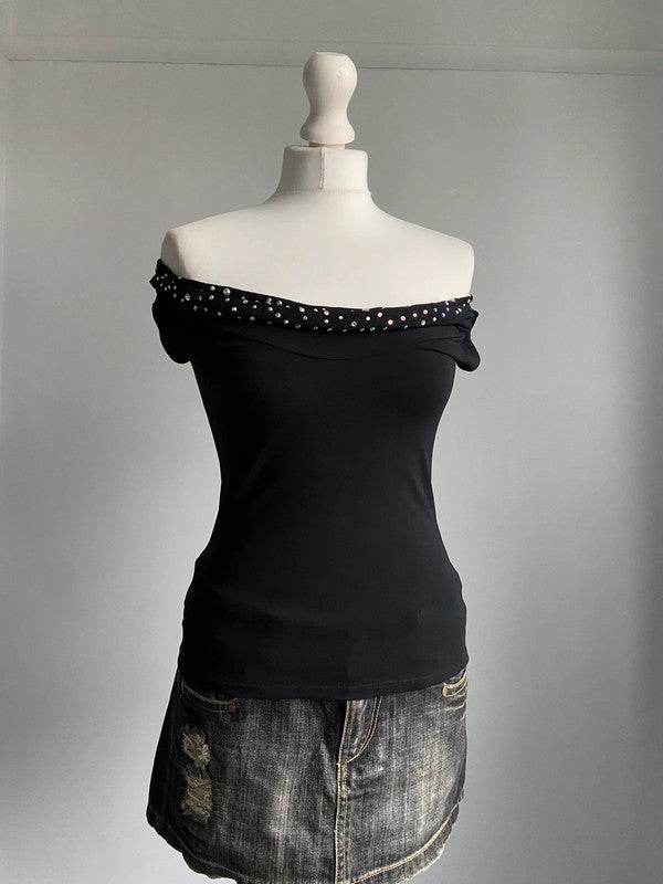 Blumarine Diamanté Slouchy Top - Size S - Funky Cat