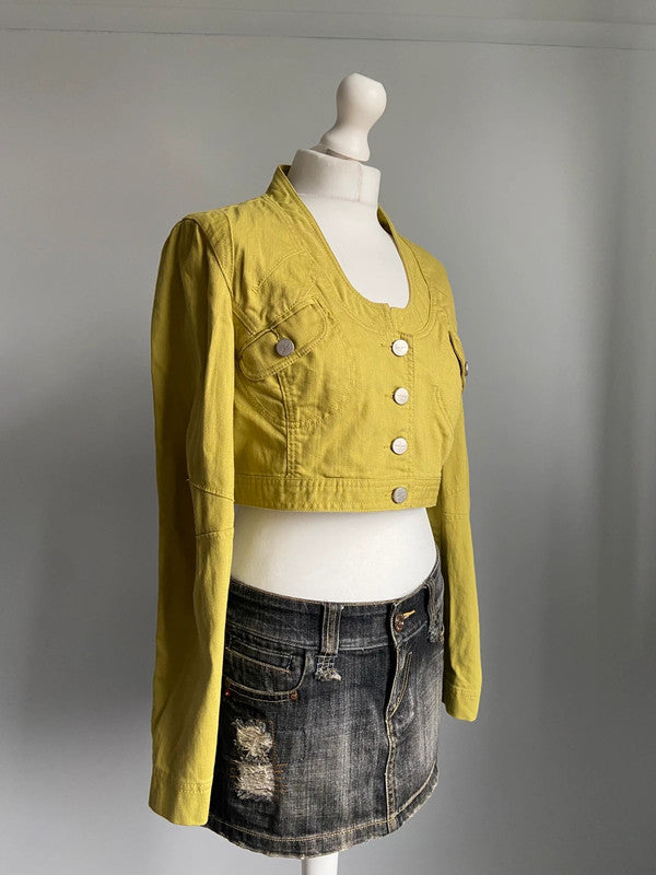 Vintage Lime Green Cropped Jacket - Size M/L - Funky Cat