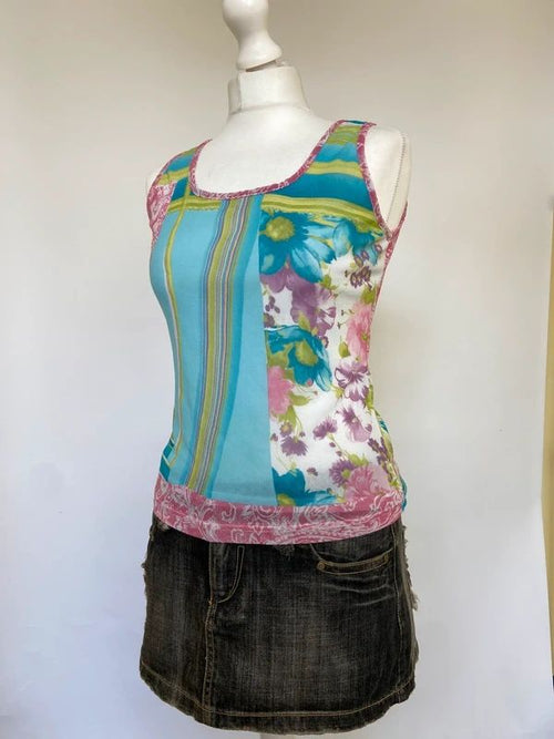 Blumarine Graphic Print Mesh Vest Top - Size S/M