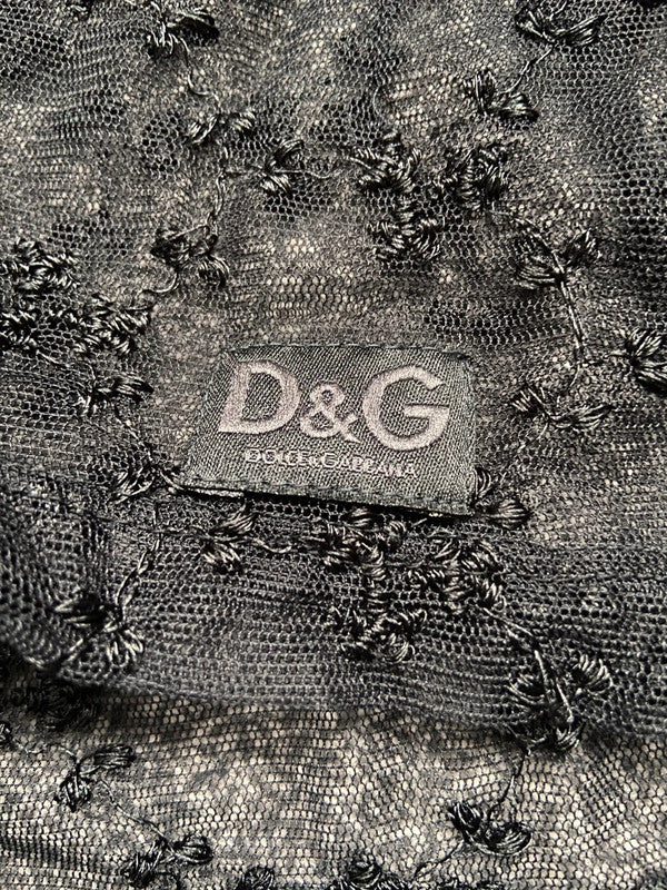 D&G Embroidered Mesh Top - Size S - Funky Cat