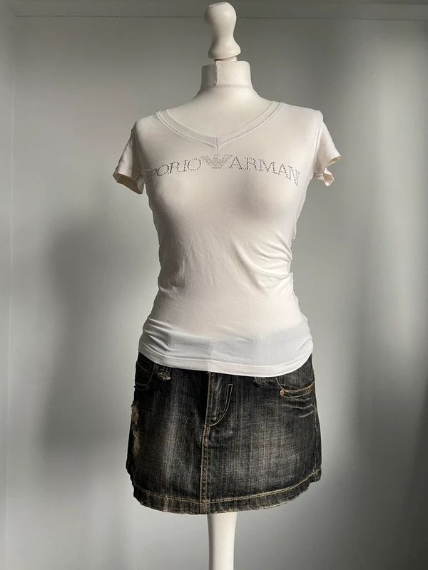 Vintage Armani Rhinestone Baby Tee - Size S - Funky Cat