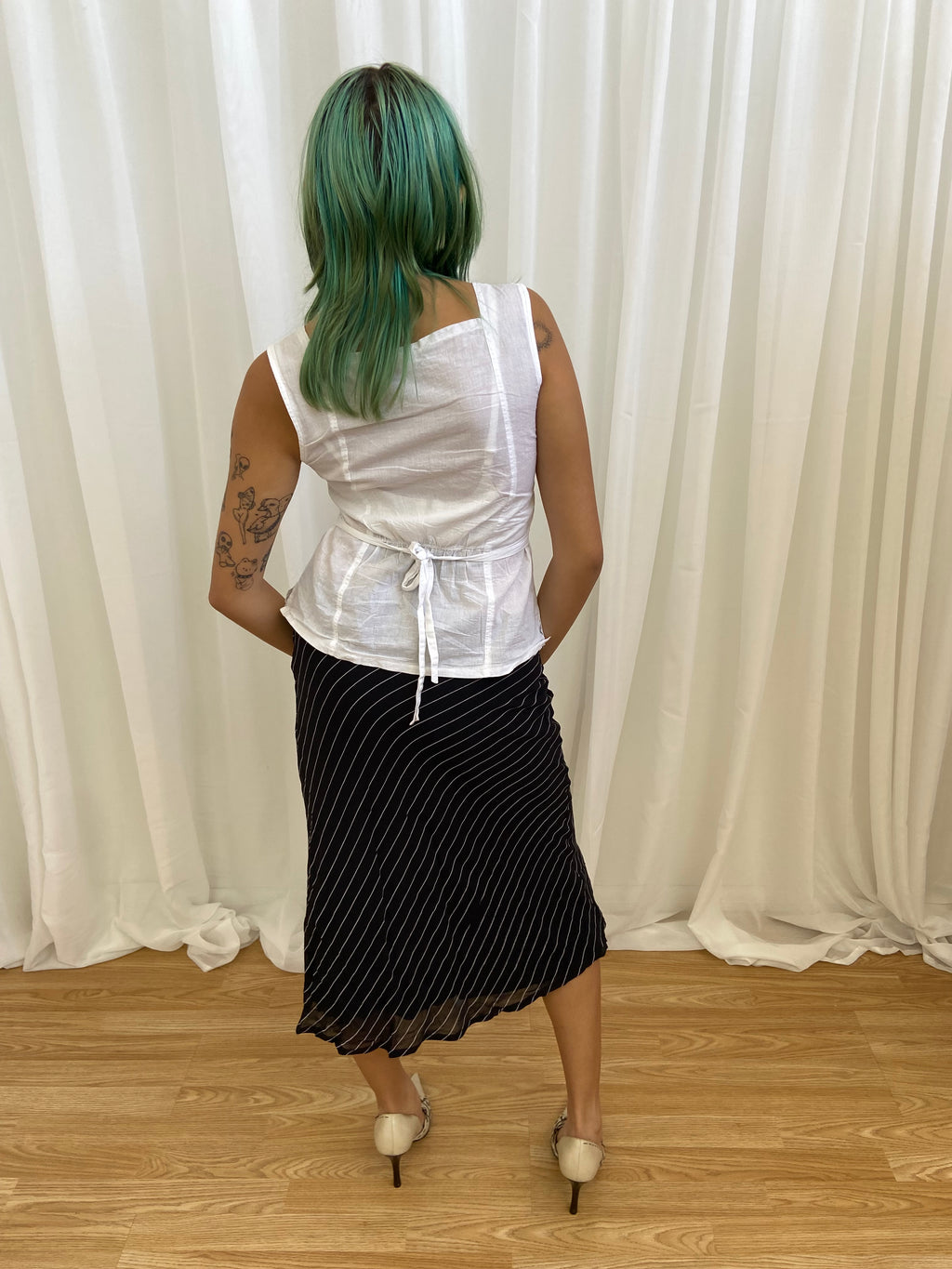 Vintage 00s Pinstripe Skirt - Size UK 6/8