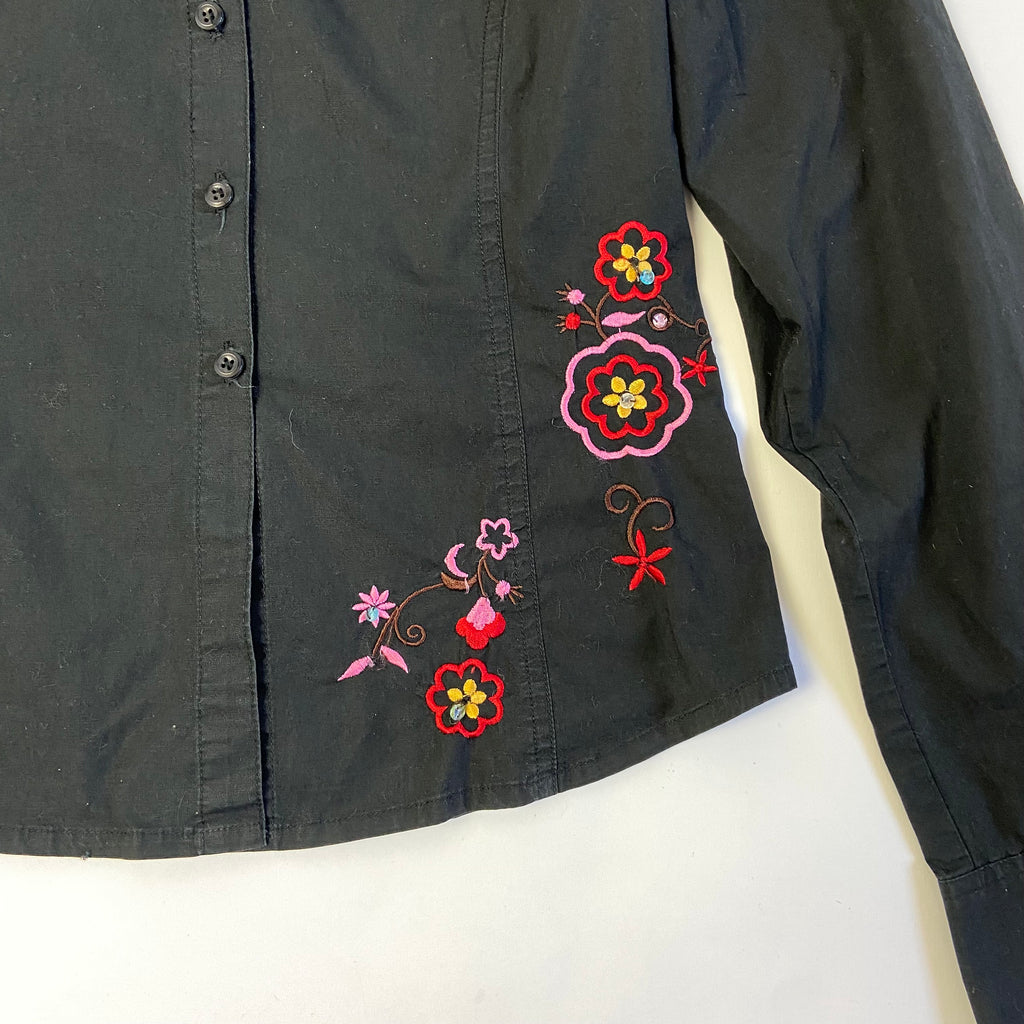 90s Embroidered Shirt - Size L - Funky Cat