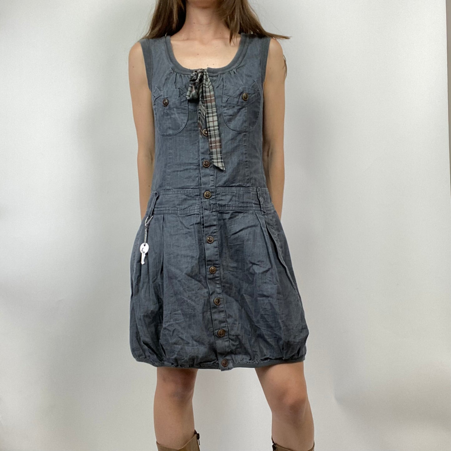 Cop Copine Bubble Denim Mini Dress - Size S