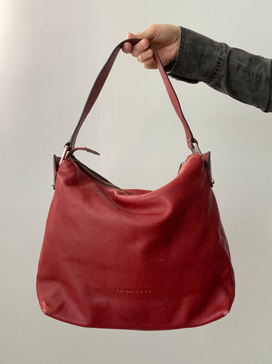 Vintage 00s Red Leather Slouchy Bag - Funky Cat