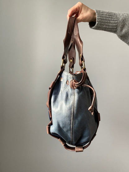 Vintage 00s Leather Ruffled Bag - Funky Cat