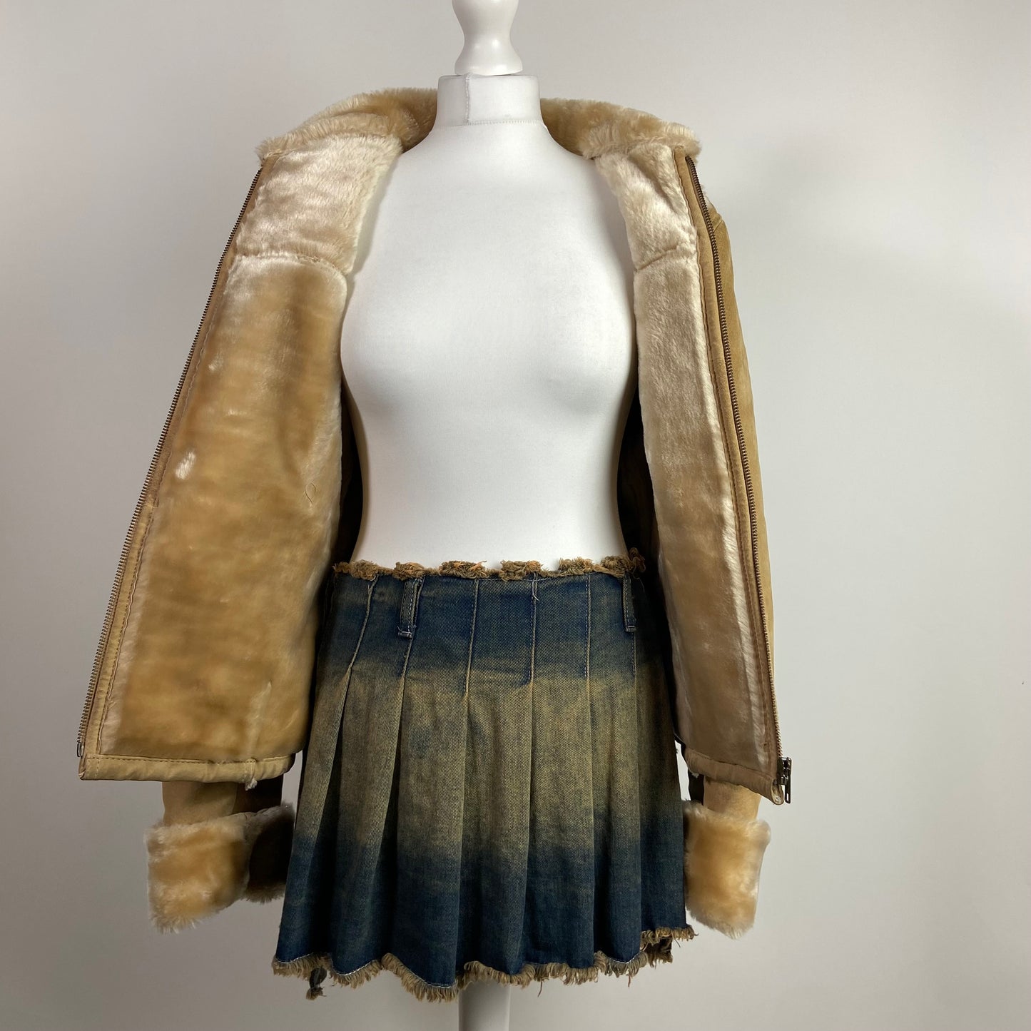 90s Suede and Fur Jacket - Size M