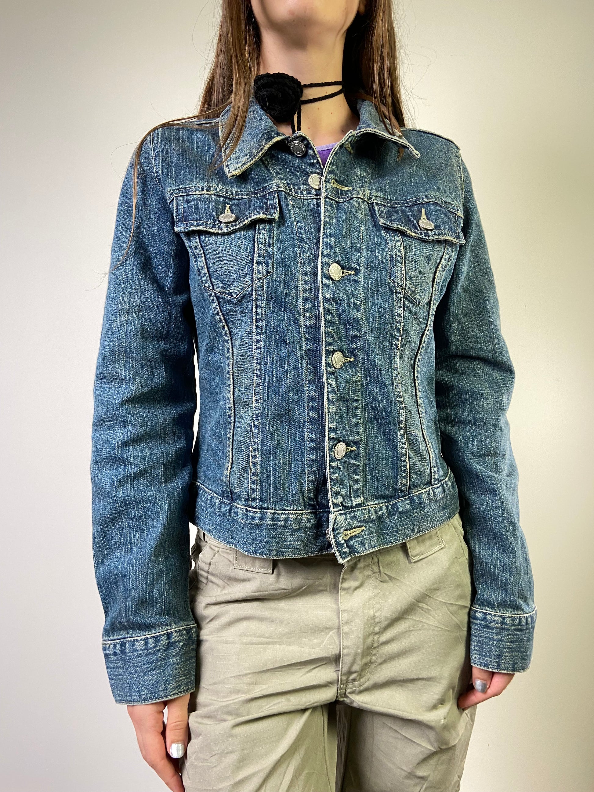 00's Denim Jacket - Size S - Funky Cat