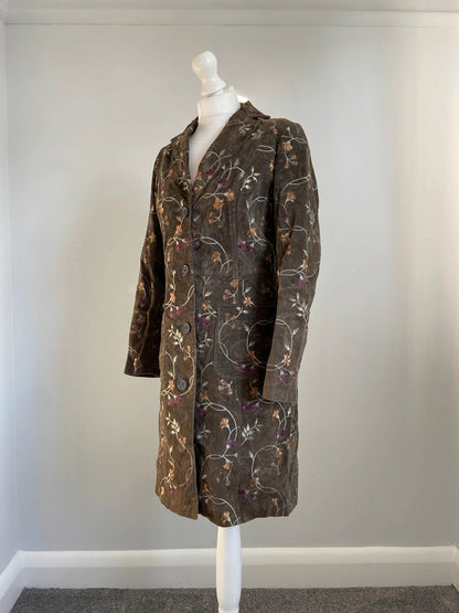 Vintage Embroidered Suede Coat - Size M