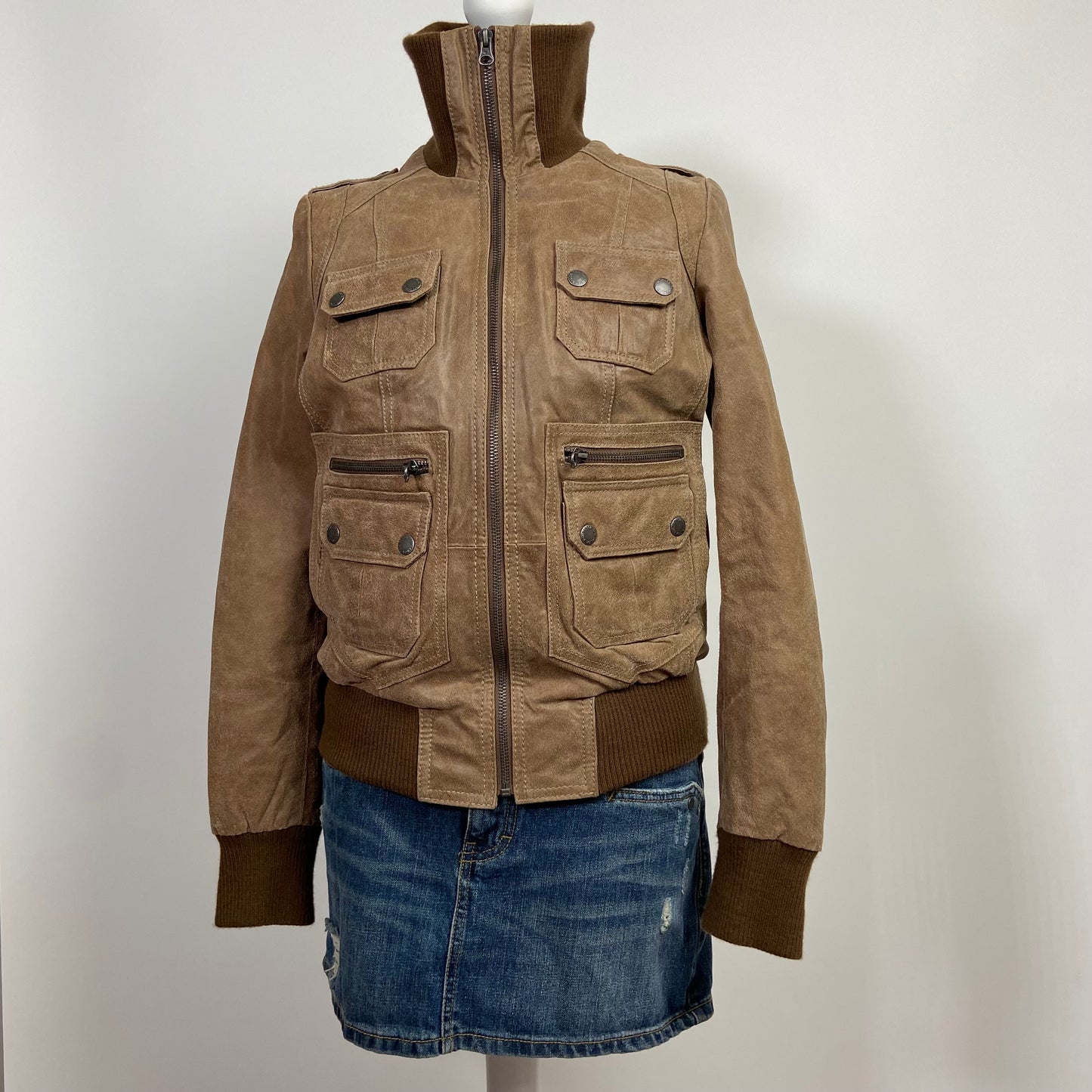 00s Brown Leather Jacket - Size M