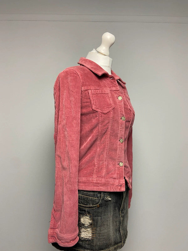 Vintage 00s Pink Cord Jacket - Size S - Funky Cat