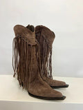 Vintage Boho Hippie Suede Fringe Boots - Size UK 4
